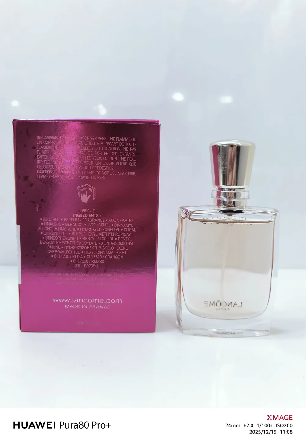 Lancome Miracle bottle photographed from our own stock, batch code 559504 D